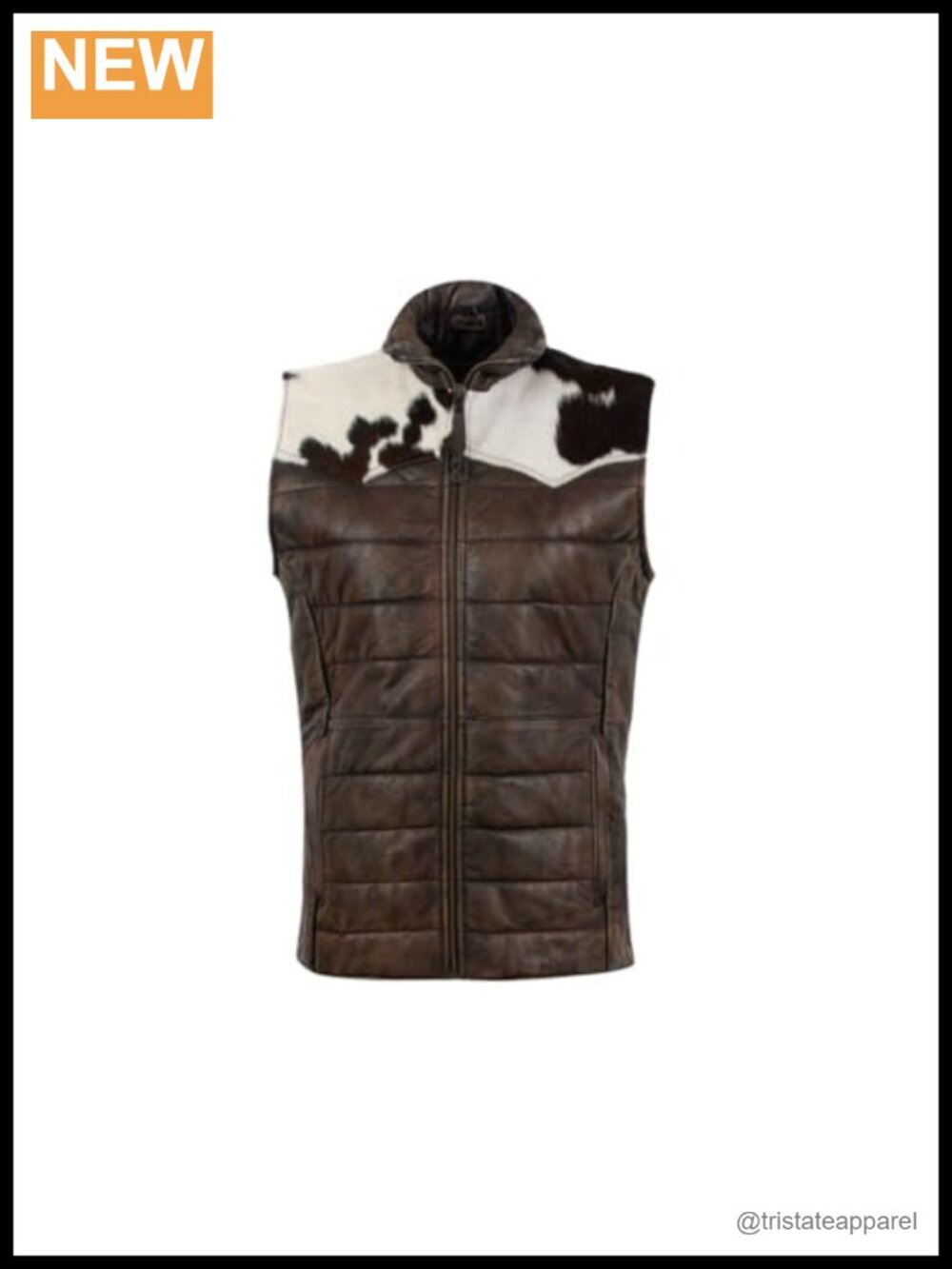 Women's Quilted Leather Vest - Sleeveless Zipper Front Tapered Fit